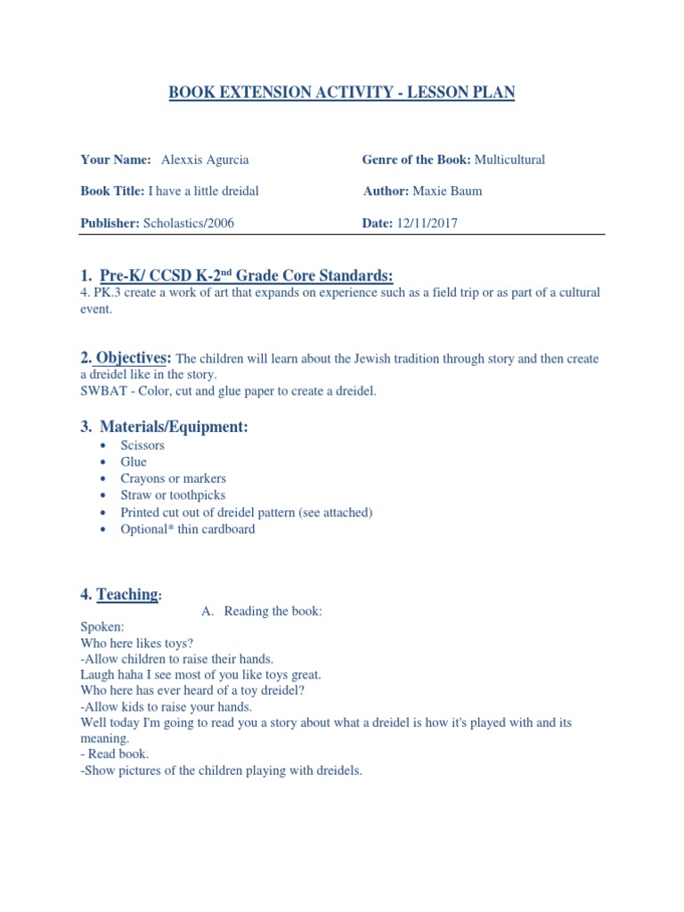Book Extension Activity Lesson Plan PDF Further Education