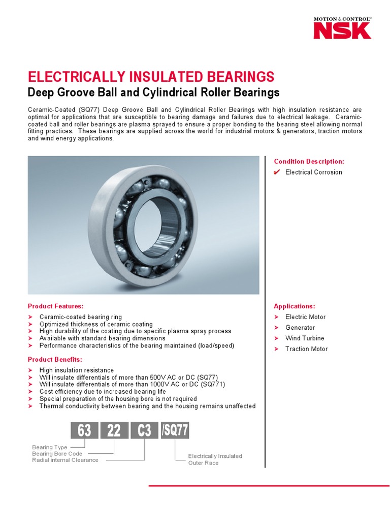 NSK Electrically Insulated Bearings 1306 Bearing (Mechanical