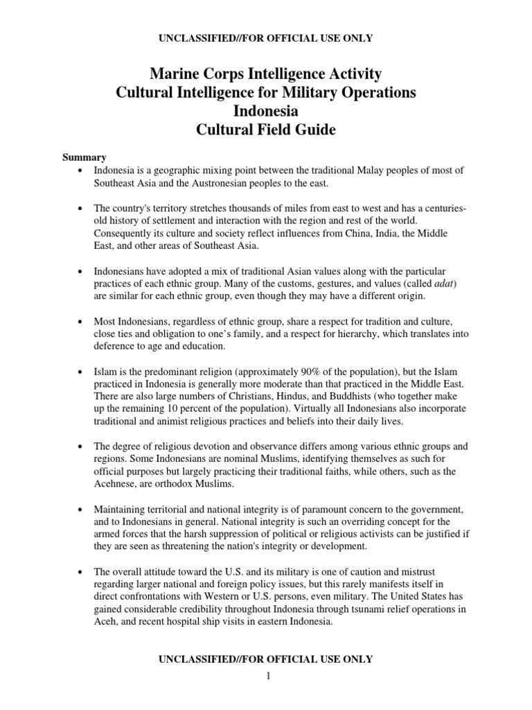 Marine Corps Intelligence ActivityCultural Intelligence for Military