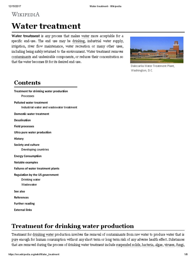 Water Treatment Wikipedia Water Treatment Water Purification
