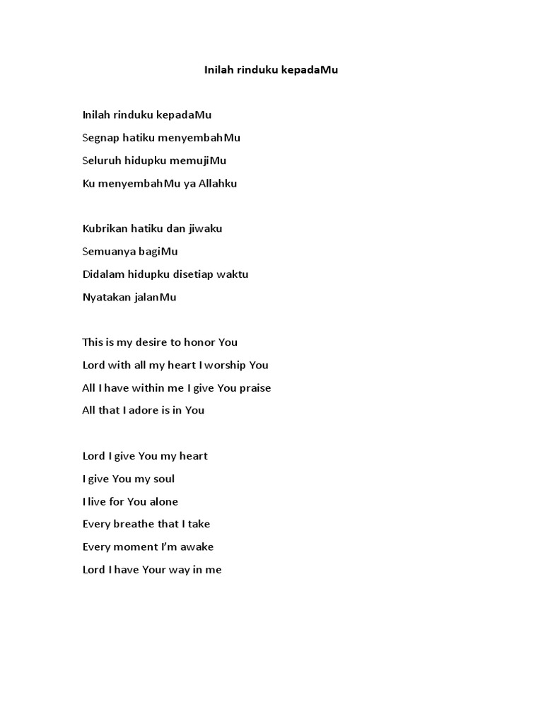 Inilah Rinduku Kepadamu