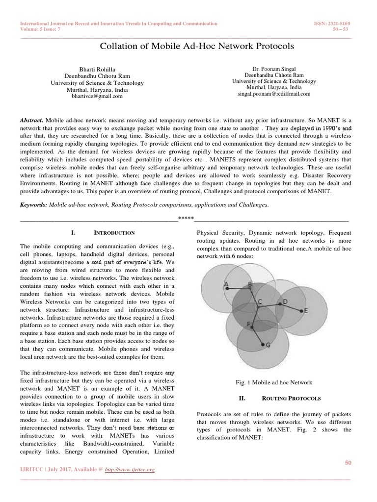 Overview of MANET Routing Protocols | PDF | Routing | Wireless Ad Hoc ...