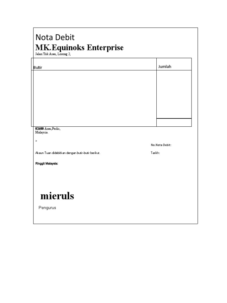 Nota Debit (Sample) | PDF