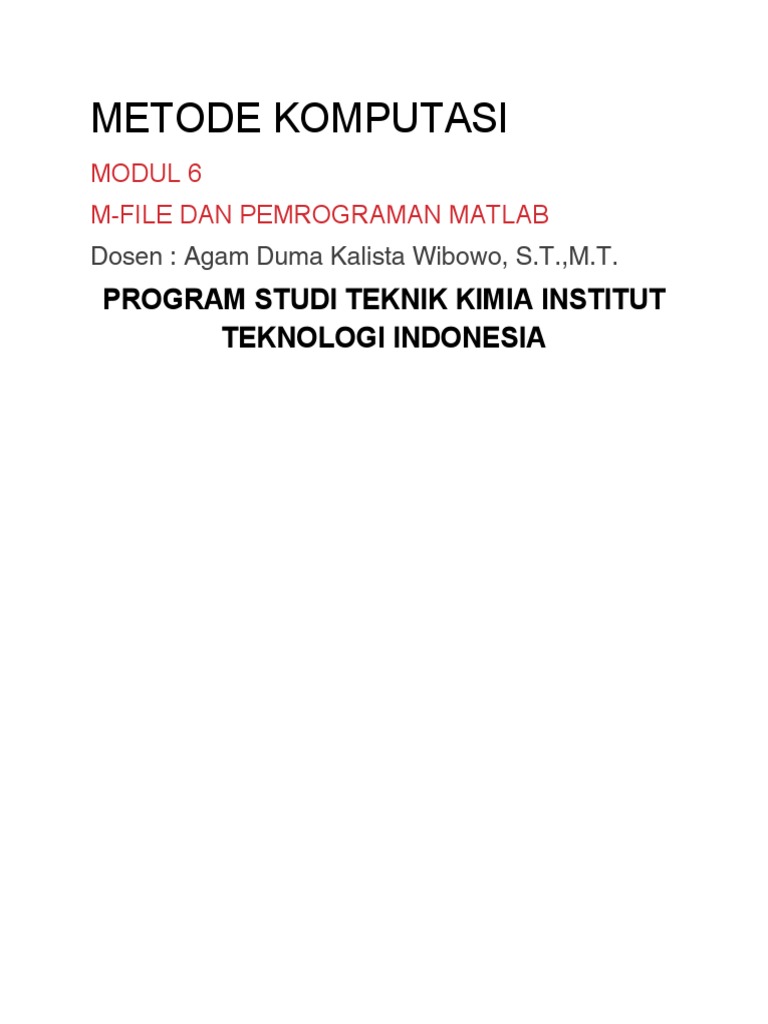 M-File dan Pemrograman MATLAB Dasar | PDF