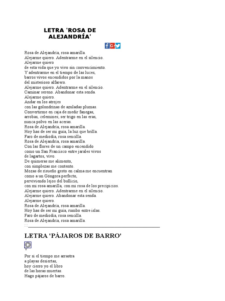 Manolo GArcia-letra Rosa de Alejandría. | PDF | Ocio
