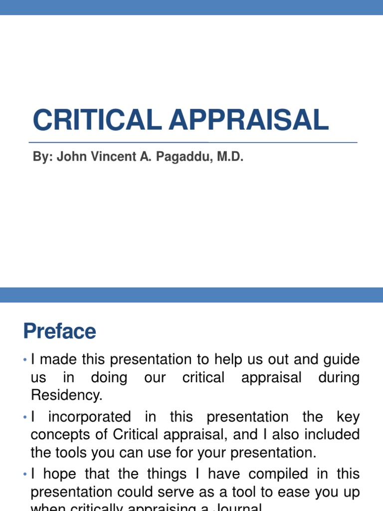 Essential Guide to Critical Appraisal | PDF | Randomized Controlled ...