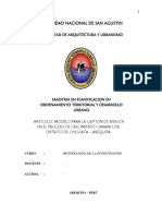 Modelo para La Gestión Del Riesgo en El Proceso de Crecimiento Urbano Del Distrito de Chiguata