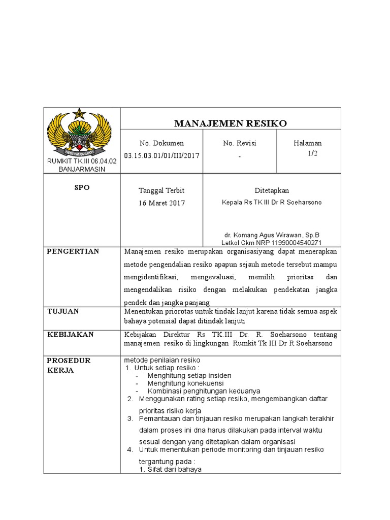 1 Sop Manajemen Resiko