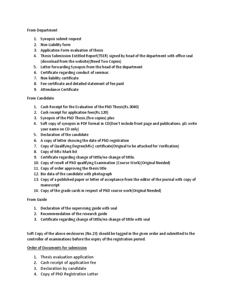 Dissertation submission checklist image