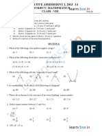 Cbse Class 8 Mathematics Sample Paper Sa1 2014