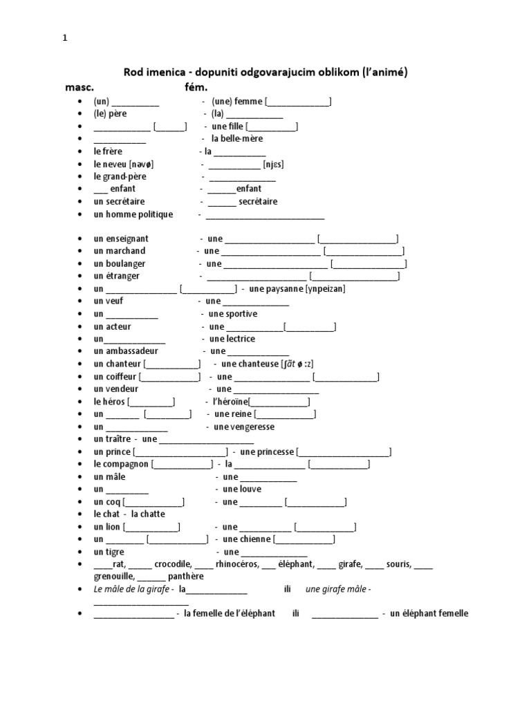 Le Genre Et Le Nombre Des Noms Exercices Ce2 Pdf