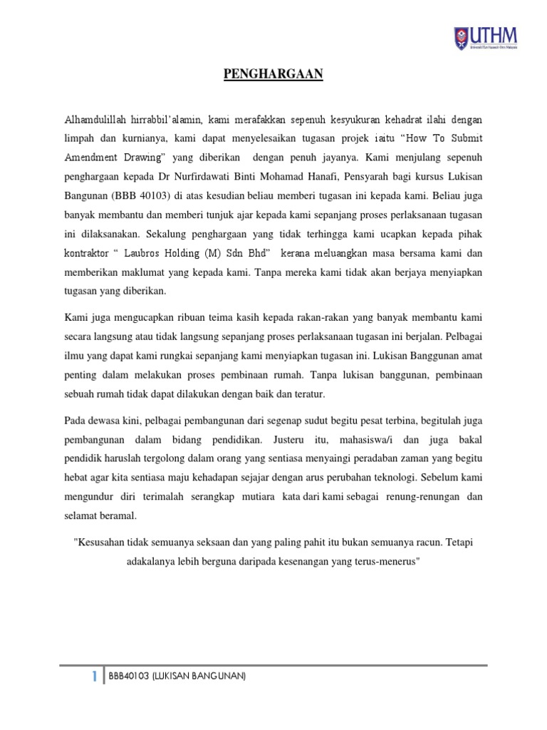 Projek Amendment Drawing Pdf