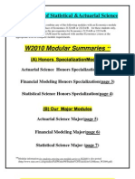 W2010 Modular Summaries: Department of Statistical &actuarial Science