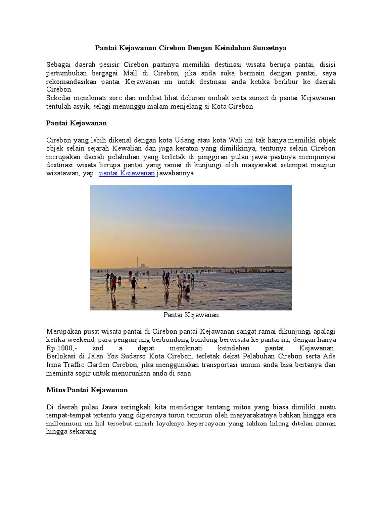 Pantai Kejawanan Cirebon Dengan Keindahan Sunsetnya