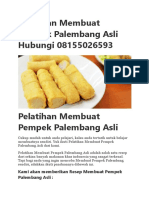 Pelatihan Membuat Pempek Palembang Asli Hubungi 08155026593