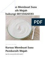 Pelatihan Membuat Susu Pembersih Wajah Hubungi 08155026593