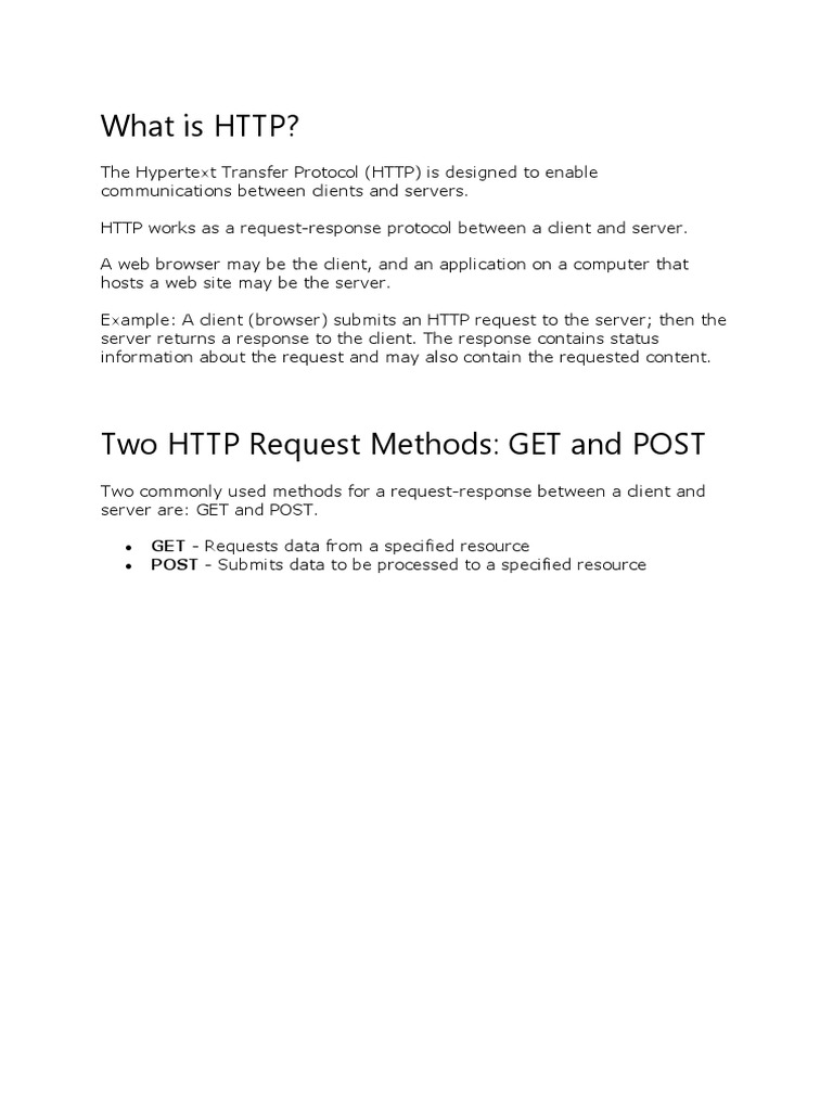 HTTP Basics: GET and POST Methods | PDF | Computers | Technology ...