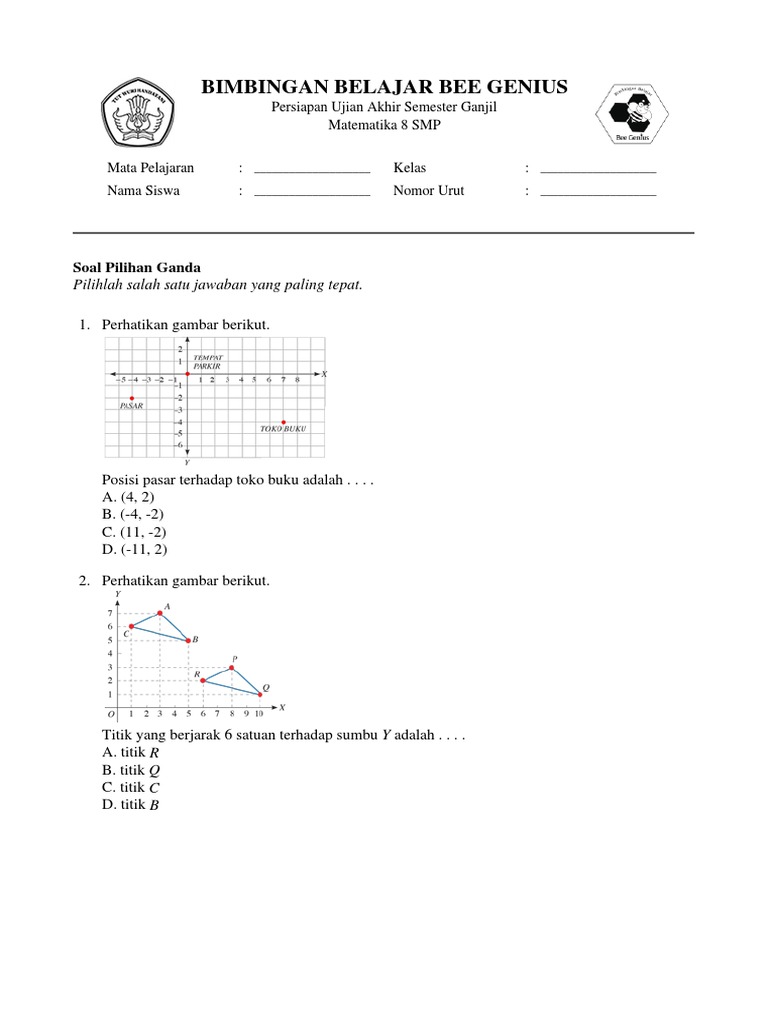 Contoh Soal Dan Jawaban Koordinat Kartesius Contoh Soal Terbaru