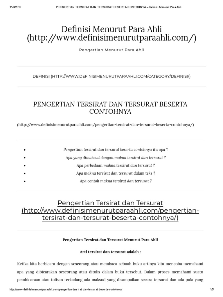 Pengertian Tersirat Dan Tersurat Beserta Contohnya Definisi Menurut Para Ahli
