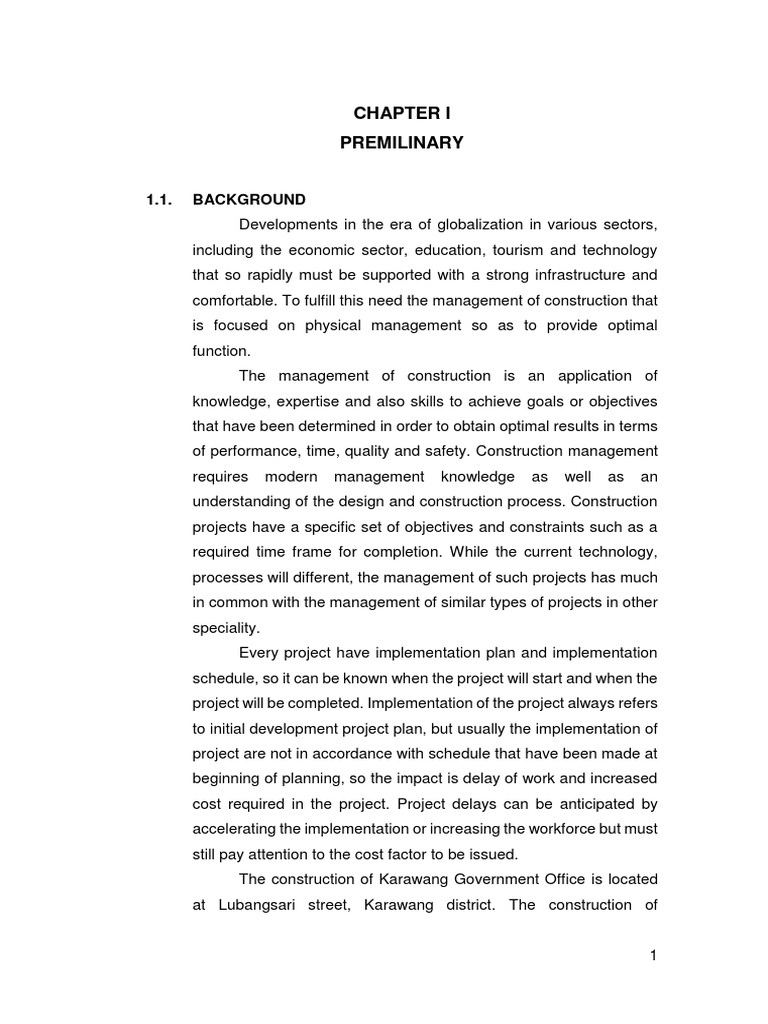 Premilinary: 1.1. Background | PDF | Construction Management | Analysis