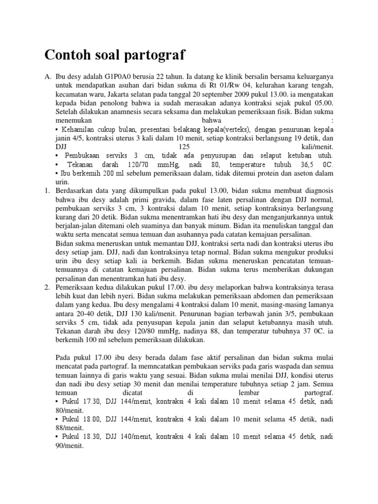 Contoh Soal Partograf