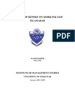 Internship Report On Mobilink GSM Islamabad: Institute of Management Studies