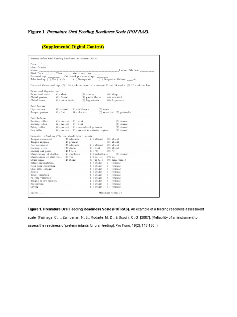 Premature Oral Feeding Readiness Scale | PDF