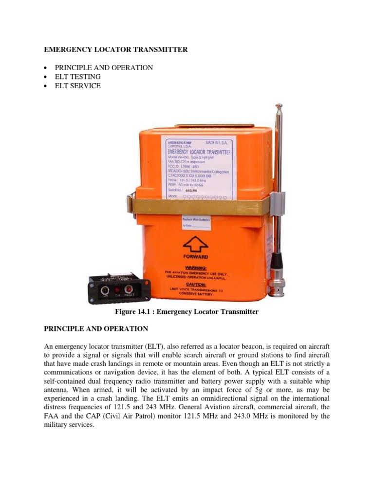 Emergency Locator Transmitter | Pdf | Radio | Telecommunications Engineering