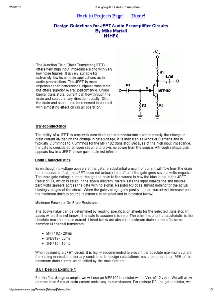 JFET Audio Preamplifier Design Guide | PDF | Field Effect Transistor ...