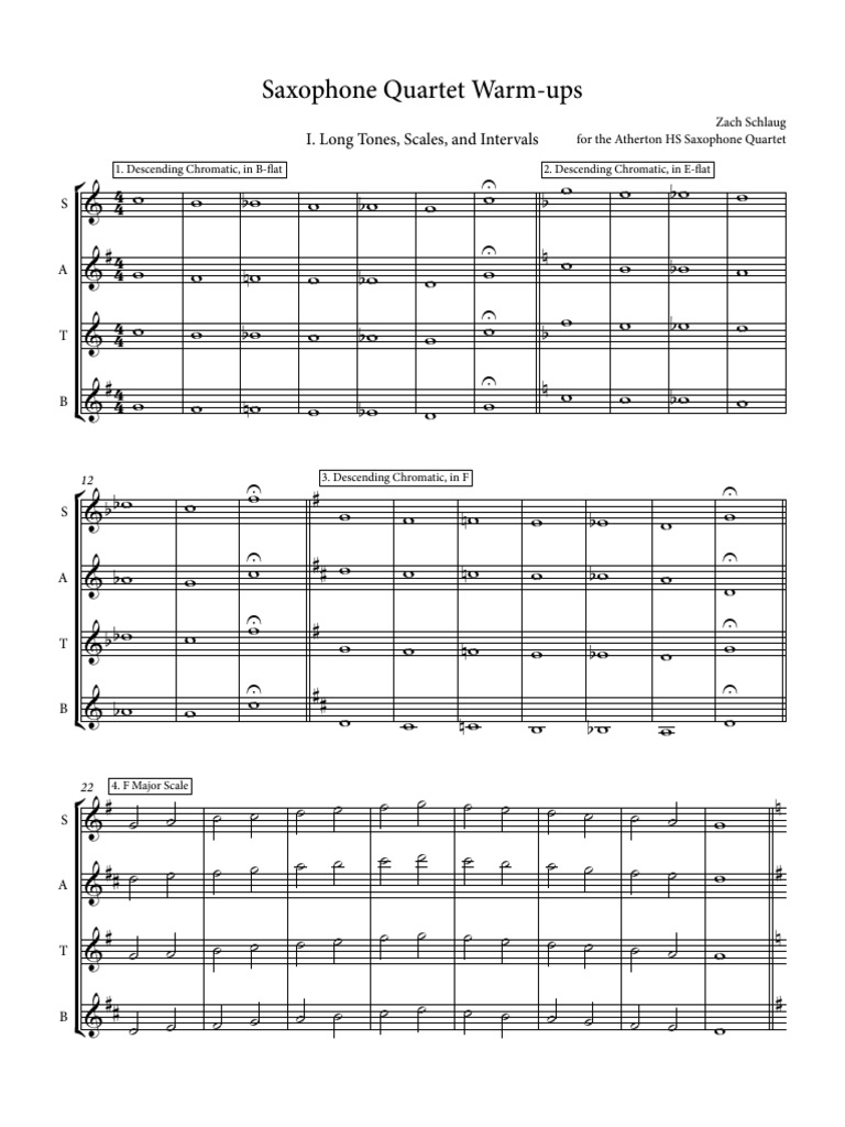 Saxophone Quartet Warm-Ups - Full Score | PDF | Modernism (Music ...