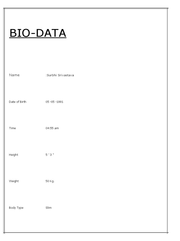 Surbhi Srivastava Bio-Data Profile | PDF