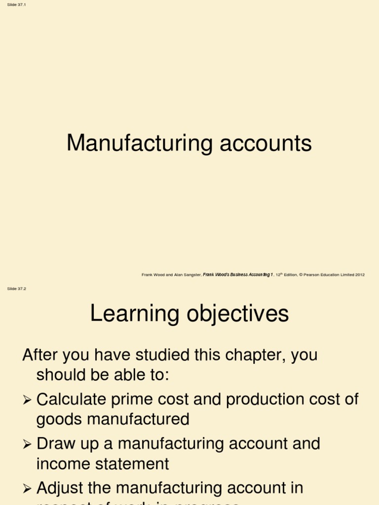Manufacturing Accounts | PDF | Cost Of Goods Sold | Expense