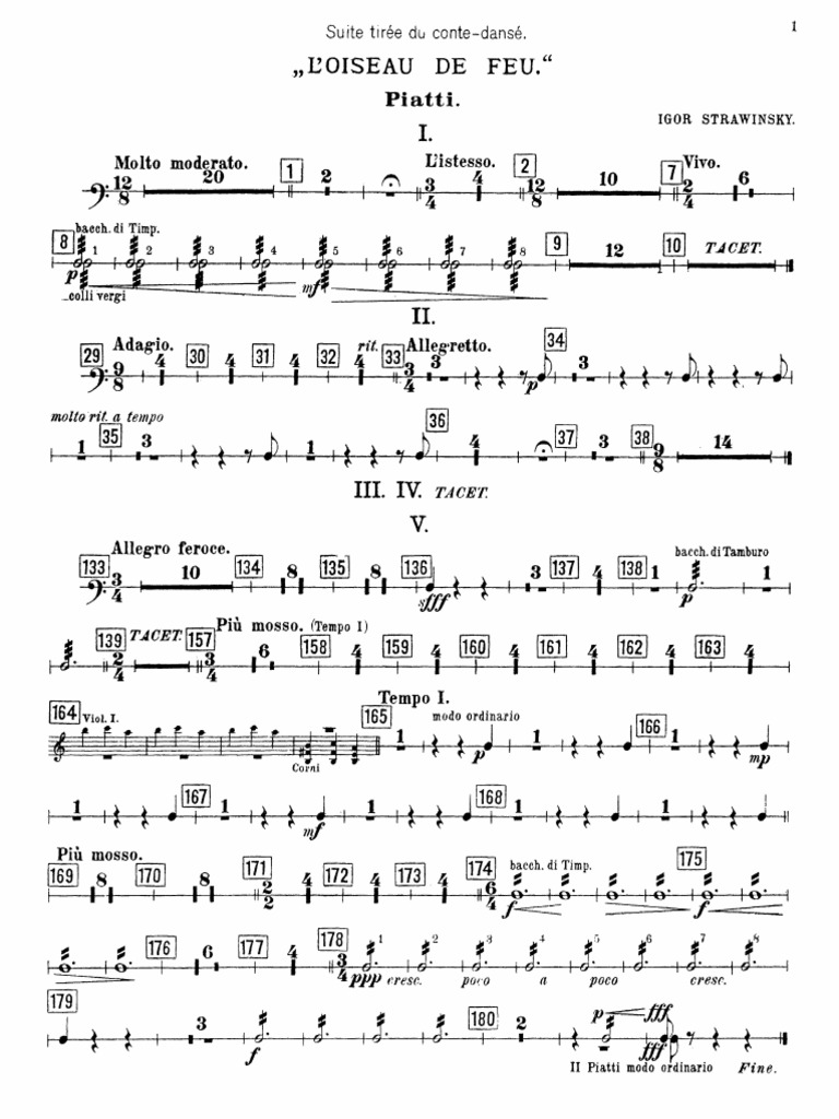 Stravinsky Firebird Suite 1911 Percussion Pdf Pdf