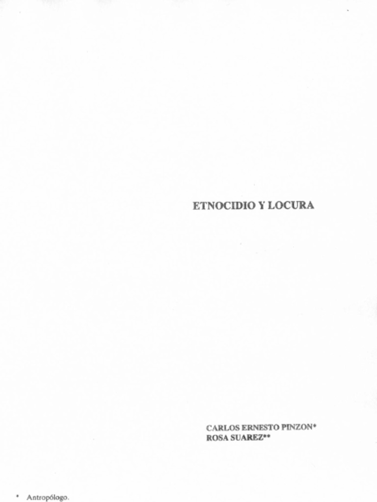 PINZÓN, C. Etnocidio y Locura PDF | PDF