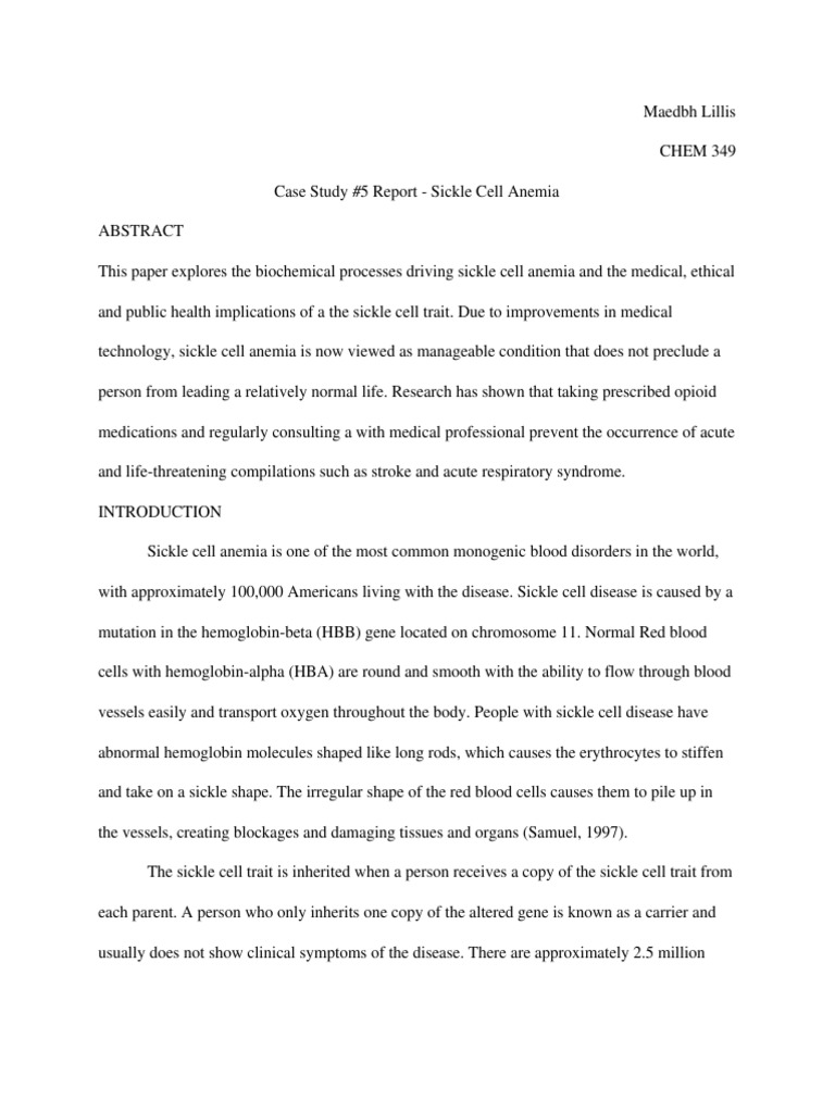 Sickle Cell Anemia Case Study Report | PDF | Medical Specialties ...