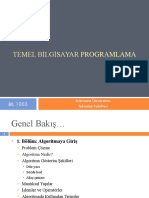 1. Hafta - Temel Bilgisayar Programlama