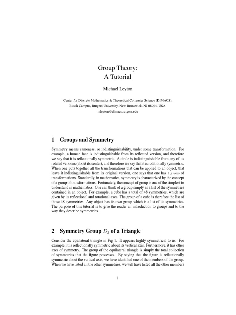 Introduction to Group Theory and Symmetry | PDF | Group (Mathematics ...