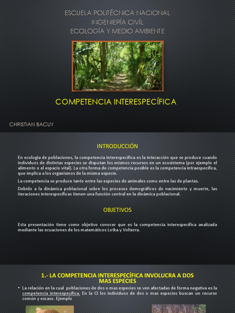Competencia Interespecífica | PDF | Habitat | Ecología