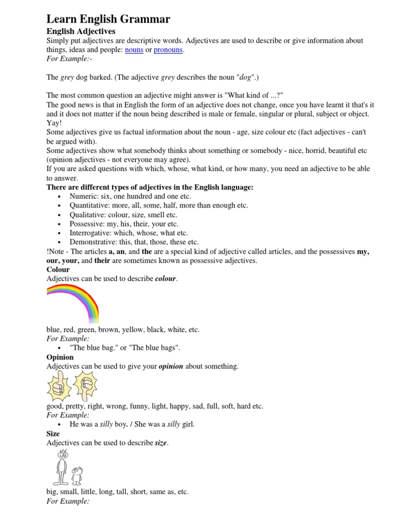 Adjectives Adjective Noun