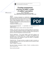 Earnings Management Practices in India: A Study of Auditor's Perception