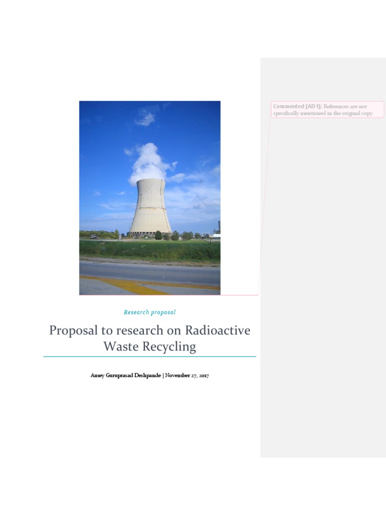 Research Proposal Sample Radioactive Wastes Management PDF