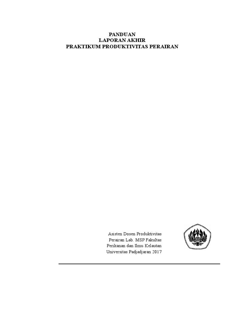 Format Laporan Akhir Praktikum Produktivitas Perairan 2016 | PDF