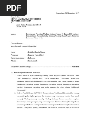 Surat Permohonan Mahkamah Konstitusi