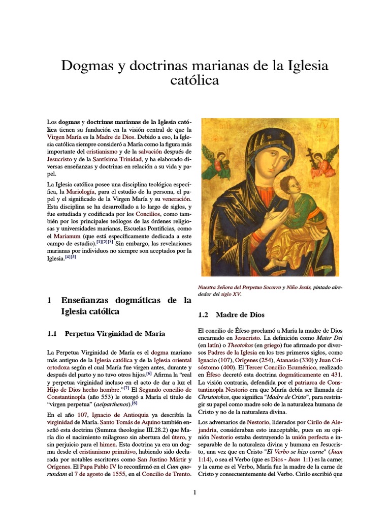Dogmas y Doctrinas Marianas de La Iglesia Católica PDF María, madre
