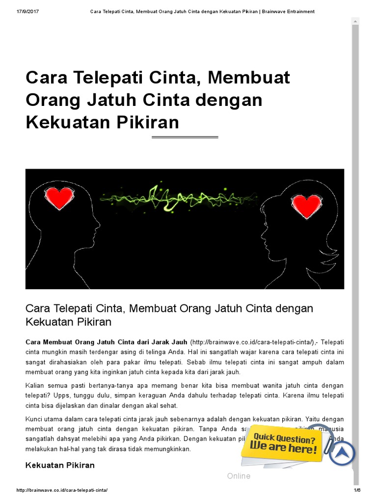 Cara Telepati Cinta, Membuat Orang Jatuh Cinta Dengan ...