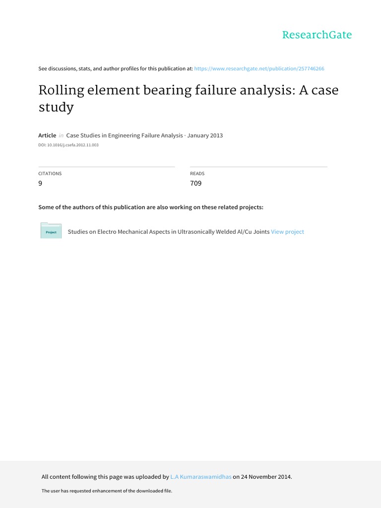Rolling Element Bearing Failure Analysis PDF Bearing (Mechanical