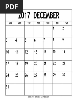 December 2017 Calendar