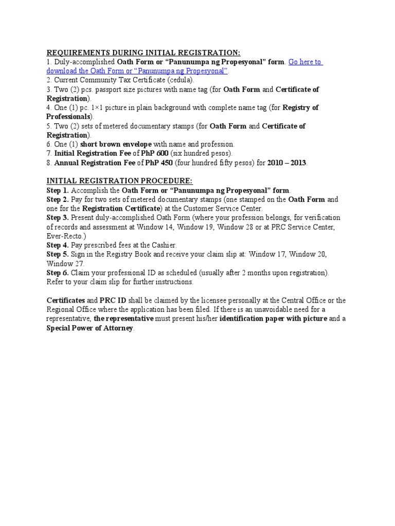 Initial Registration Requirements Guide | PDF