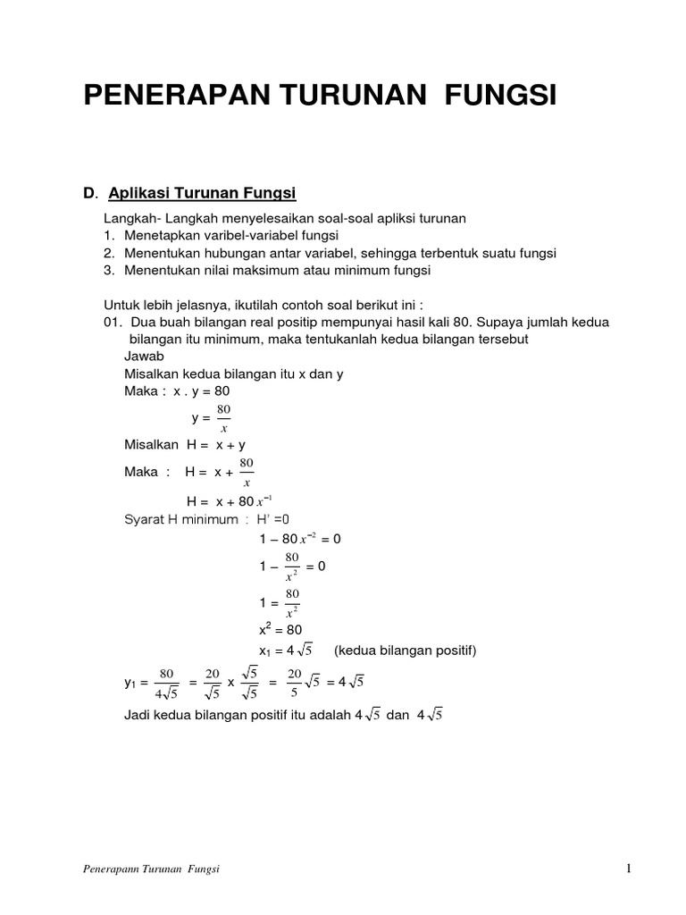 17++ Contoh Soal Turunan Nilai Maksimum Dan Minimum
