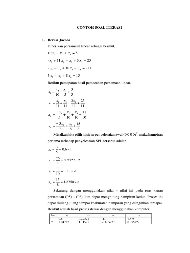 Contoh Soal Dan Jawaban Iterasi Gauss Seidel